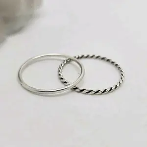 Jen's Jewels Sterling Silver 2 Band Stacker Ring Set, Sterling Silver Band Rings, 2 Ring Set