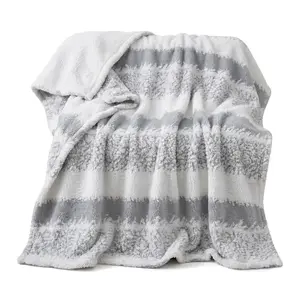 Striped Flannel Blanket Soft Comfortable Multi-Purpose Throw for Office Nap Car Sofa Outdoor Camping Multiple  Cozy Lightweight Fall Winter Modern Home Decor