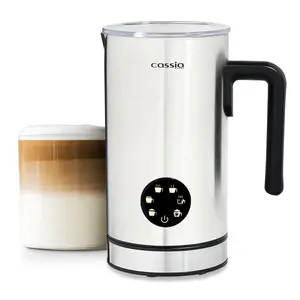 Cassia Electric Milk Frother with 5-in-1 Functions – Hot & Cold Foam, Chocolate & Milk Warmer – 550W, Digital Touch Screen Control, 160ML Frothing & 300ML Heating Capacity, Stainless Steel