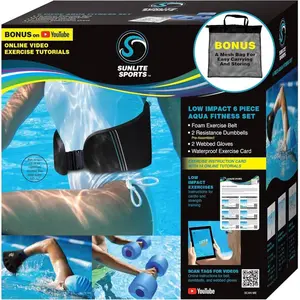Water Workout Combo Set With High Density Water Weights, Dumbell, Swim Belt, Aerobics Equipment, Aqua Jogger Belt for Pool Exercise, Pool Fitness, Aqua Therapy & Exercise