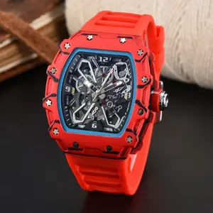 Barrel-shaped Fashionable Carbon Fiber Hollow Fashion Trend Quartz Watch for Men, Highlighting Unique Temperament