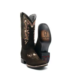 2461132602 - Women's Vaquero Signature Wide Square Toe Boots Nobuck Cafe