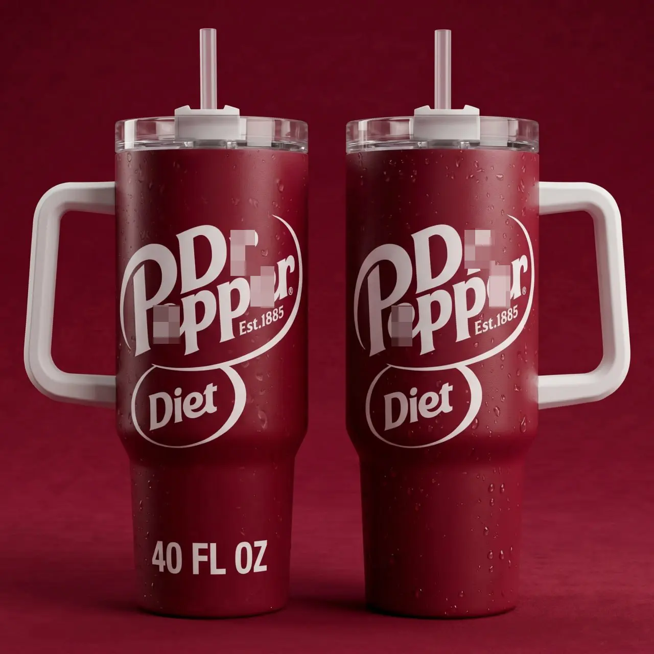 Pepper Diet Est 1885 Tumbler 40oz With Handle, 23 Flavors Zero Calories And Zero Sugar All the Taste Mug, Stainless Steel Coffee Travel Cup, Sugar-free Soft Drinkware, Gift For People With Diabetes, People Who Want To Lose Weight, Gift For Soda Fan