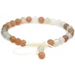 Natural AA Multicolor Sunstone Gemstone 6mm Round Beads Adjustable Bracelet 7" Unisex