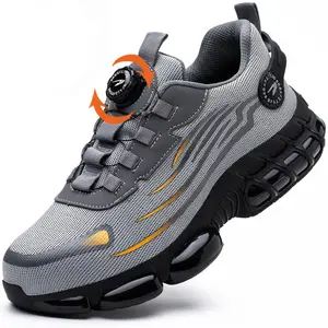 Men Work Safety Shoes Steel Toe Cap Rotating Button Comfort Breathable Sneakers