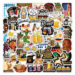 50 Pack of Oktoberfest German Holiday Themed Stickers and Decals. No Duplicates.  Waterproof