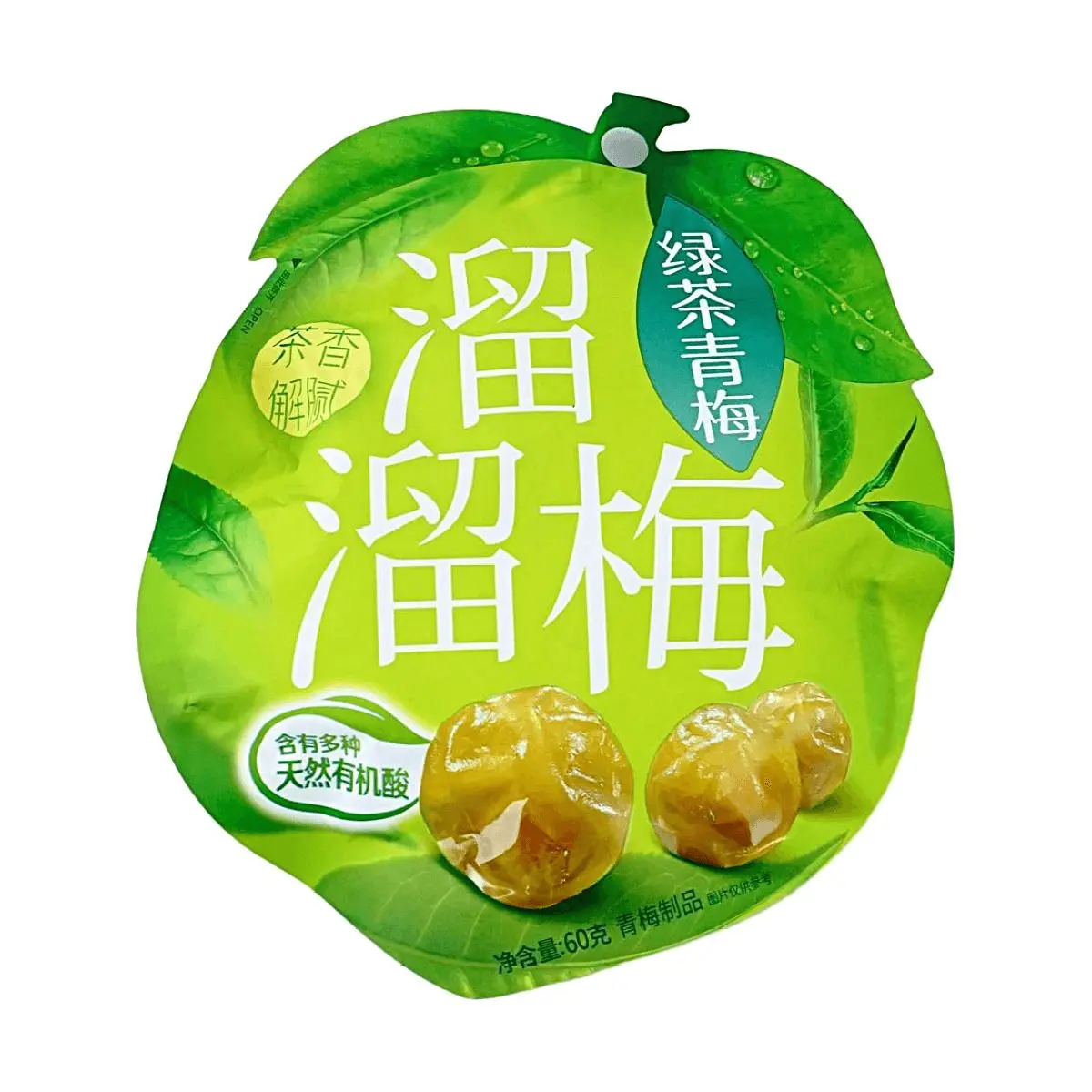 LIULIUMEI Green Plum with Green Tea Flavor - 60g | Natural Organic Acids, Sweet & Sour, Appetizer Dried Fruit Snack