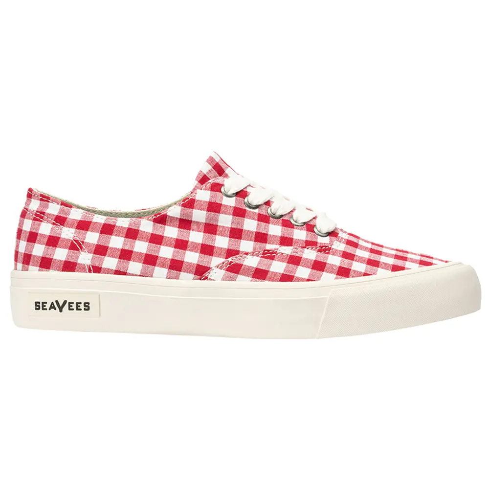 SeaVees Womens Legend Americana Plaid Lace Up Sneakers Shoes Casual - Red