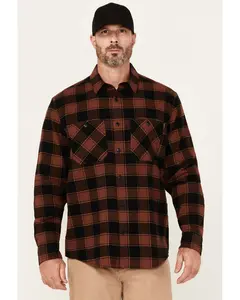 Men's Buck Plaid Print Long Sleeve Button-Down Flannel Shirt