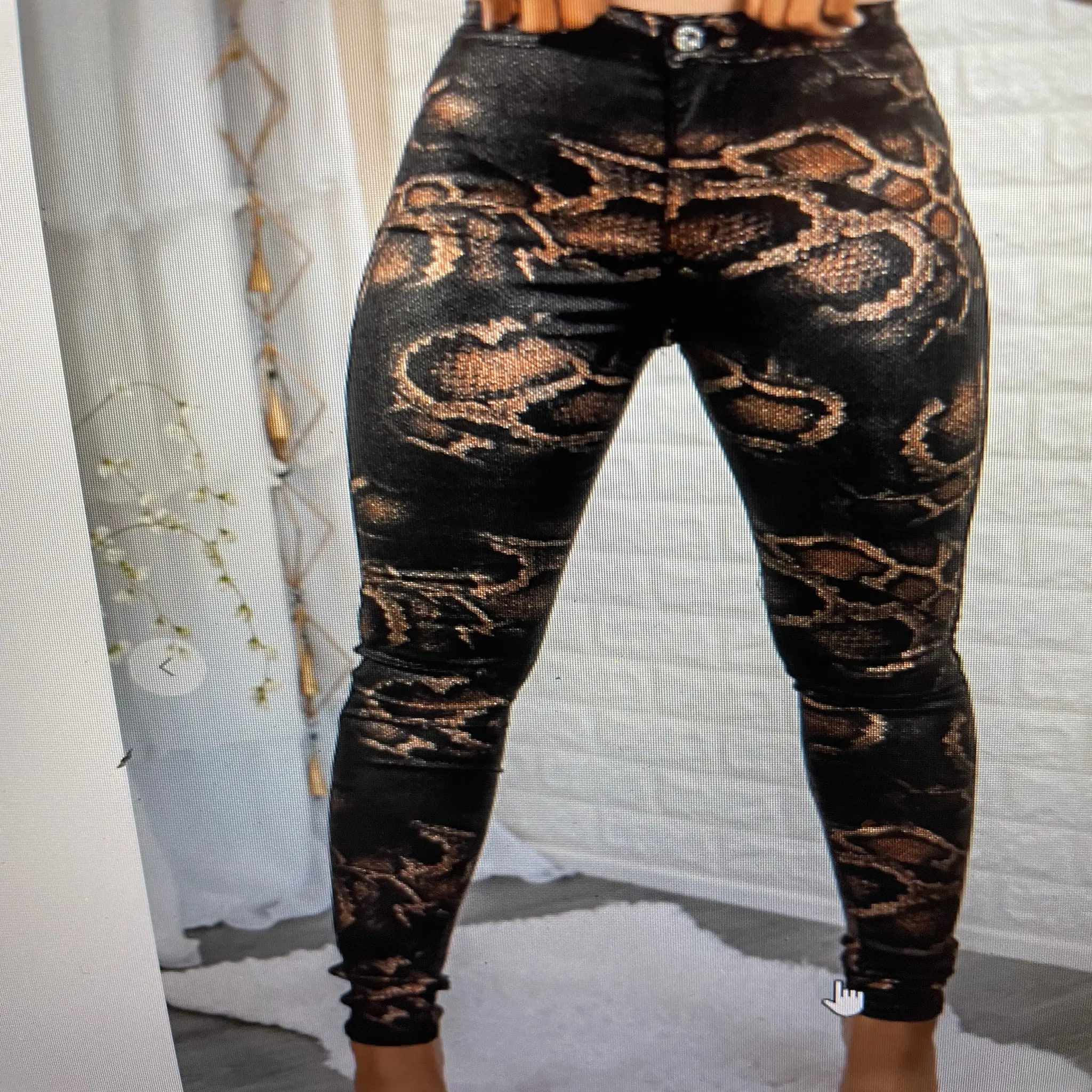 Black and Gold Snake Print Jeans