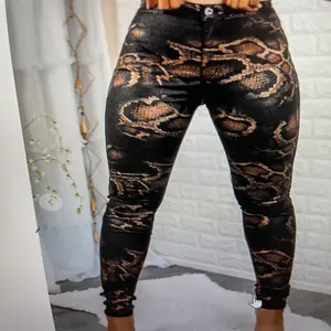 Black and Gold Snake Print Jeans
