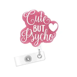 Acrylic Bling Retractable Badge Reel, 1 Count/3 Counts Belt Clip Retractable Name Badge Holder for Nurse Doctor Student Worker Volunteer, Nursing Students