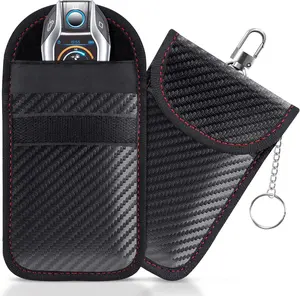 LAnpard 2-Pack Car Key Faraday Pouch - RFID Signal Blocking Holder, Anti-Theft Key Fob Protector Case for Automotive Use