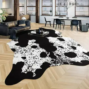 [Black Friday & Cyber Monday] Cowhide Rug Faux Cow Rug for Living Room Bedroom, Large Cow Print Rugs Premium Animal Print Rug for Western Home Decor, Washable and Luxury Cow Hide Rug gift