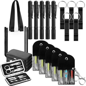 41 Pcs Baby Shower Prizes for Winners with Bottle Opener Mini Screwdriver Keychain Mini Flashlight Tote Bag Nail Clipper Set Party Favor Gifts for Men Bachelor Party(Black)