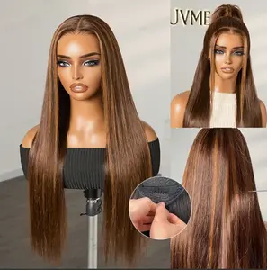 PreMax Wigs - Flexi-Fit Silky Straight Invisi Drawstring Cap Honey Blonde Highlight Glueless 13x4 Frontal Lace Human Hair Wig Pre-Cut Lace