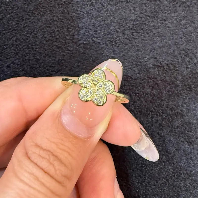 Hibiscus Flower Ring, Dainty Floral Statement Jewelry for Women, Fashionable Adjustable Finger Accessory