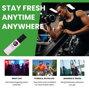 Natural Deodorizing Fragrance Mist for Men , Odor Eliminator Spray for Clothes, Safer Odor Relief | Natural Plant-Based | For Hotels, Gyms, Alcohol-free NO Harsh Chemicals, Pack of 2, Each 3.4 Fl Oz