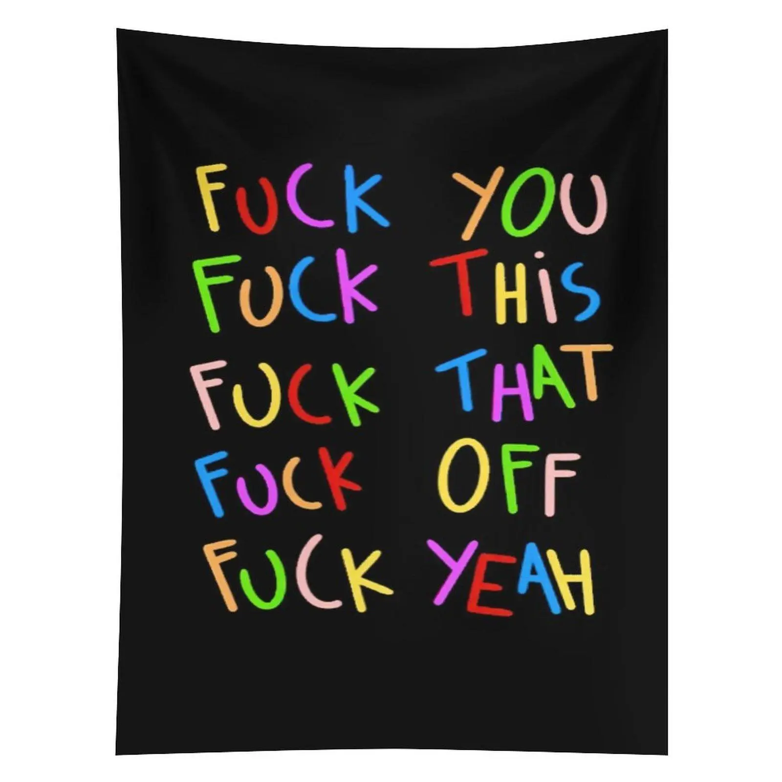 Fuck You Quote Tapestry Colorful Typography Funny Offensive Wall Hanging Decor