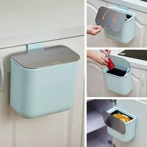 Garvee 1.8 Gallon Hanging Compost Bin with Stainless Steel Lid, Under Sink Kitchen Cabinet Door Mounted Food Waste Container for RV, Bathroom, Office Use