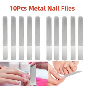 10 Pieces 6.9" Metal Nail Files,Diamond Stainless Steel Sapphire Toenail Fingernail Files,Double Side Metal Manicure Natural Acrylic Nails,Emery Boards for Salon Home and Travel Women Men