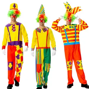 Men's Clown Costume for Performances, Adult Funny Dress Jumpsuit for Festivals and Carnival Parties, Includes No Props or Accessories