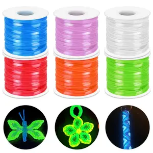Lanyard String Kit   6pack Glow In Dark Plastic Lacing Cord Gimp Weaving For Boondoggle Bracelets Keychains Crafts