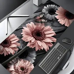 Daisy & Butterfly Pattern Mouse Pad, Rectangle Gaming Mouse Pad, Non-slip Rubber Pad, Aesthetic Desktop Decoration Protective Pad for Laptop, Desktop Computer Games, Non Slip Mousepad, Gaming Accessory