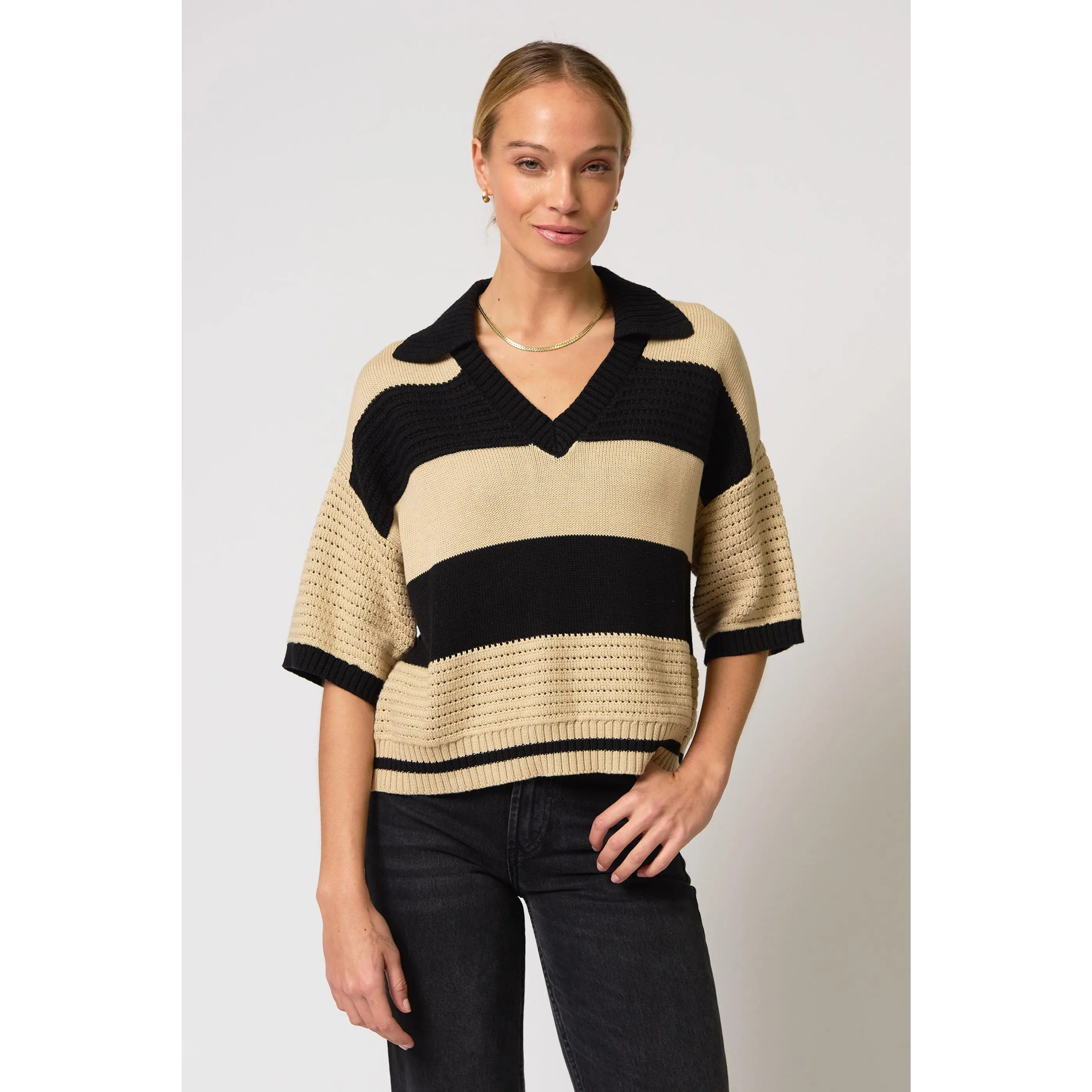 Dean Mixed Stitch Rugby Sweater