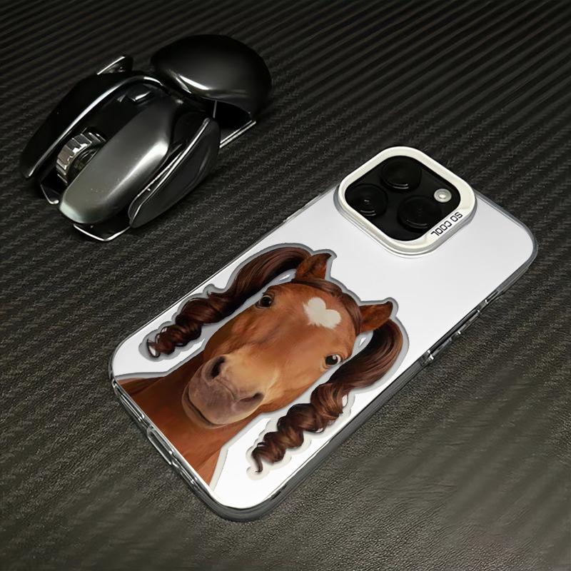 Hilarious Horse With Long Hair Print Phone Case Durable Hard Acrylic Back Case With An Anti-Yellowing Coating, Made From High-Quality Designed For Reliable Drop Protection For Your Phone For iPhone 17.16.15.14.13.12.11.X.XS.XSMAX.XR.8.7