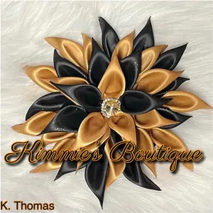 Black and Old gold  Shoulder Corsage/Satin Flower Pin/Brooch/ Shoulder Pin/Flower Pin Brooch/Gift for First Lady/Formal Accessories/Kanzashi