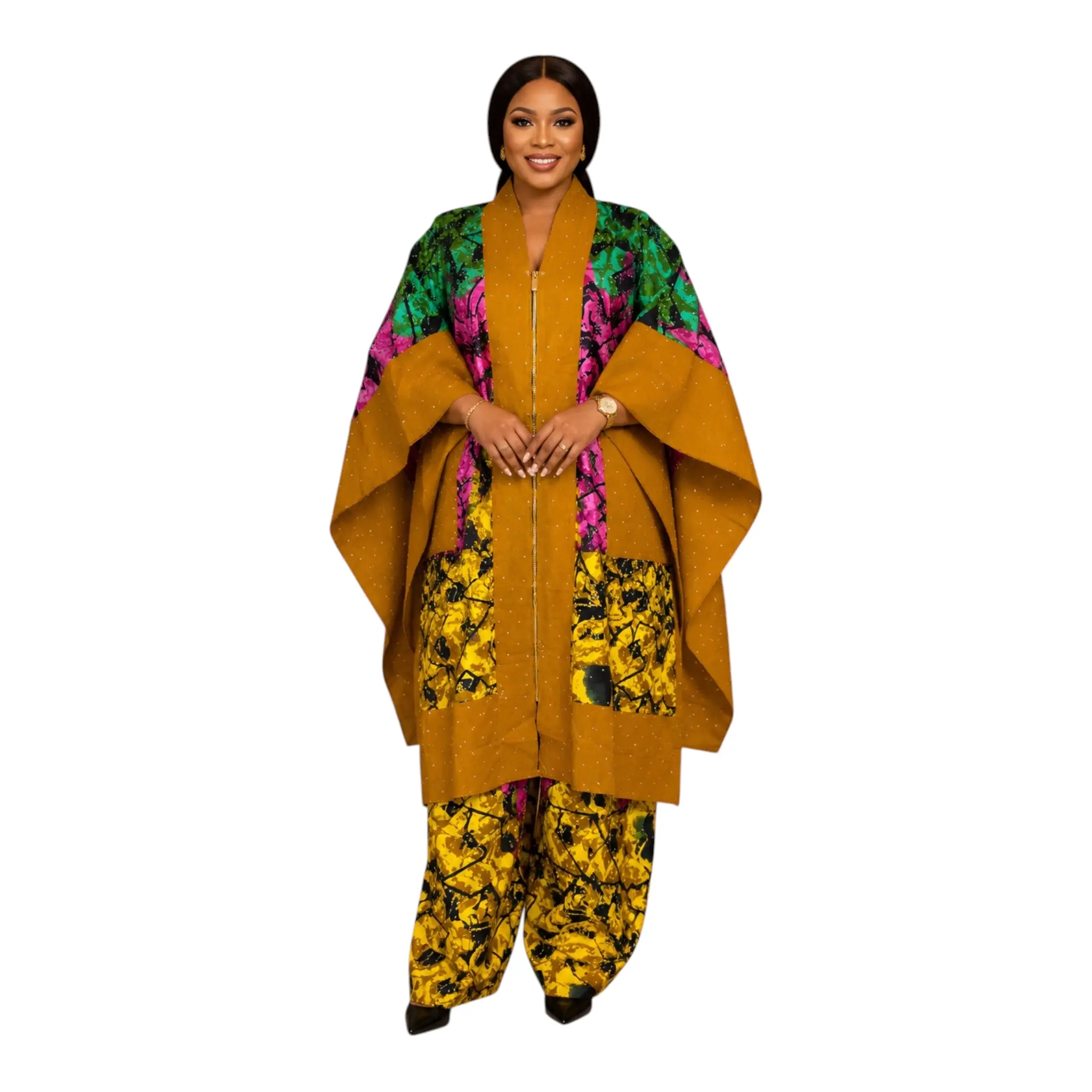 CRZ Ankara and Aso Oke Kimono Jacket and Pant