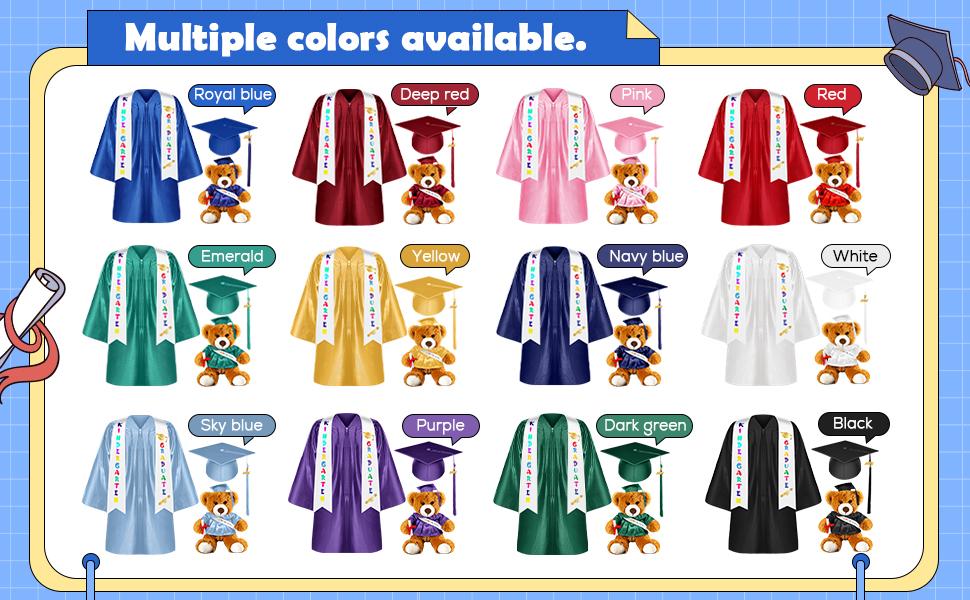7 Pcs Graduation Gown Cap 2026 Graduation Accessories Include Stole Tassel Sash Charm Bear Gifts for Classmates or Friends Student  Graduation School Supplies
