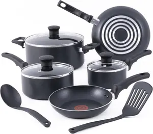 T-fal Essentials Non-Stick Pots and Pans Cookware 10 Piece Set, Black