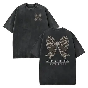 Vintage Camo Bow Hunting Shirt, Wild Southern Camo T-shirt, Simply Printed Graphic Shirt, Daily Casual Cotton Womenswear