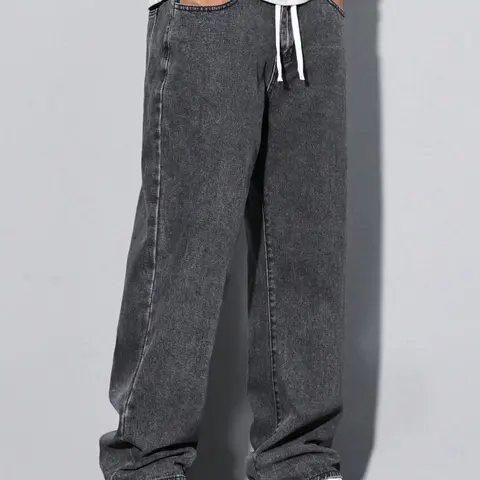 Men's Solid Pocket Jeans, Pockets Jeans, Regular Fit Casual Comfy Denim Trousers for Daily Wear, Fashion Men's Bottoms for All Seasons