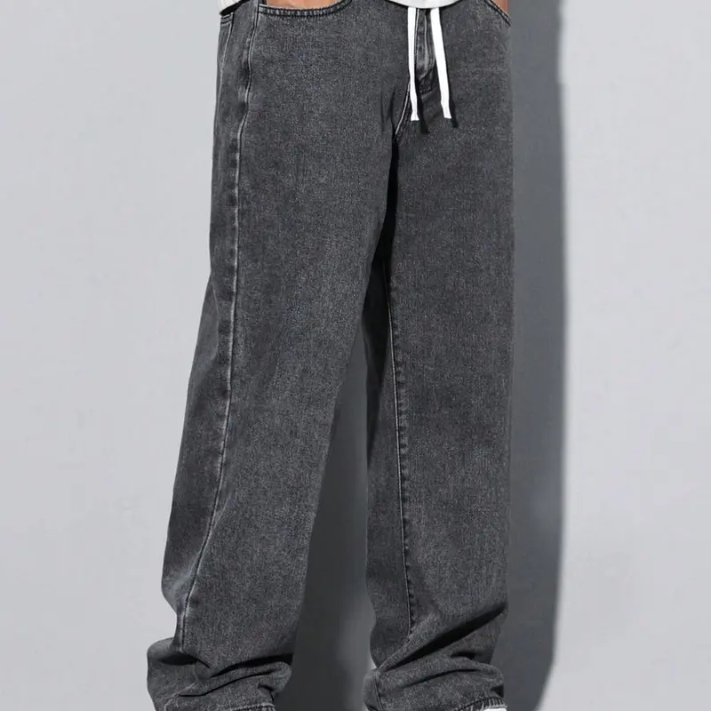 Men's Solid Pocket Jeans, Pockets Jeans, Regular Fit Casual Comfy Denim Trousers for Daily Wear, Fashion Men's Bottoms for All Seasons