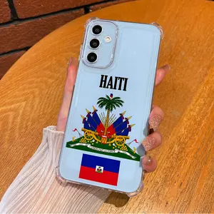 Haiti Flag pattern Design Red and blue element collage style Aesthetic TPU Casing For SAMSUNG GALAXY A14A15A16A25A26A34A35A36A53A54A55A56 IPHONE 16 17 Pro Four Corners Transparent Soft Silicone TPU Gift Shockproof Anti-Drop Phone Cases Shell Cover L1726