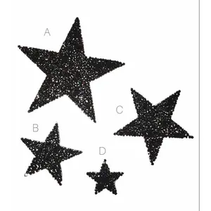 Black Rhinestone Star Iron On Patch