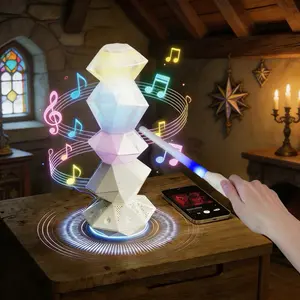 Bluetooth magic speaker, wand controlled light, crystal shaped, music night light, magic remote control music light, RGB color changing table lamp, decoration, atmosphere light, game room decoration music light, suitable for bedroom, desktop, home, gift
