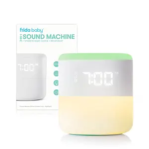 Frida Baby 3-in-1 Sound Machine + Rise-To-Wake Clock + Nightlight - Nursery Essential with 7 Sleepy Sounds, and Bluetooth Speaker