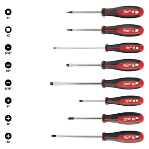 Phillips/Flat Head/Square Hex Drive Screwdriver Set with Tri-Lobe Handle (8-Piece)