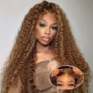 5x5 Wear And Go Glueless Wigs Human Hair Pre Plucked Pre Cut Highlight Blonde Water Wave Lace Front Wigs Human Hair HD Lace Closure Ombre Wig Human Hair Curly Lace Closure Human Hair Wig 22 inch