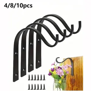 Vintage Iron Hooks Set, Metal Hangers for Lanterns, Coats, Mason Jars, Plant Racks, Lighting, Art Decor, Indoor Outdoor, Includes Screws