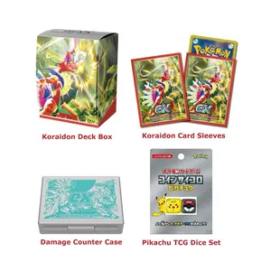 Japan Pokemon Center Koraidon or Miraidon Deck Box, Card Sleeves, Damage Counter Case & Pikachu Dice TCG Battle Bundle