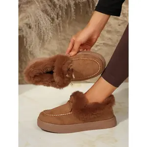 Women's Fashionable Warm Ankle Boots, Size 36-43, Casual Round Toe Thick Sole Shoes, Comfortable Winter Footwear for Women