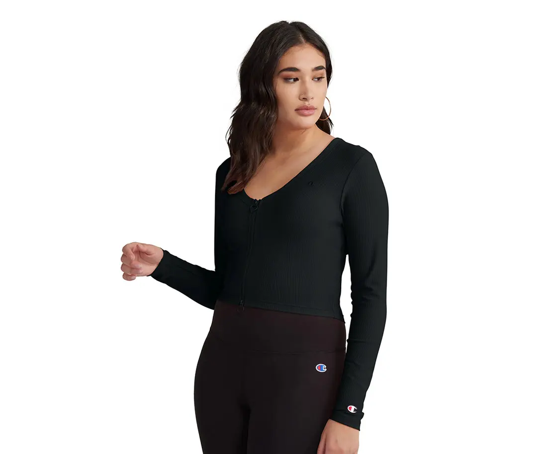 Champion Rib Zip Cardigan Womens Active Sweaters