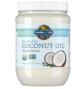 Garden of Life Coconut Oil for Hair, Skin, Cooking - Raw Extra Virgin Organic Coconut Oil, 57 Servings - Pure Unrefined Cold Pressed Oil with MCTs for Body Care or Baking, Aceite de Coco Organico