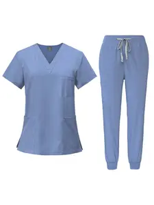 Women's Solid Color Uniforms Set, Long Sleeve Top & Pants Uniforms Set, Workwear & Uniforms for Women, Nurse Uniform for Women