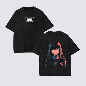 Hinata Hyuga - Anime Double Printed Vintage Washed Tee Tanktop Unisex Anime Manga Washed Cotton T-shirt Gift for Anime Fan Graphic 90s Top Men Unisex Vintage Heavyweight Crew Neck T-shirt Casual Shirt   Oversized Soft Double-sided printing